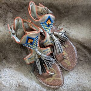 Sam Edelman Gretchen Metallic Tassel Sandals 6